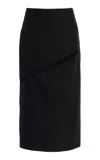 Jil Sander Open-seam Wool-mohair Midi Skirt In Black