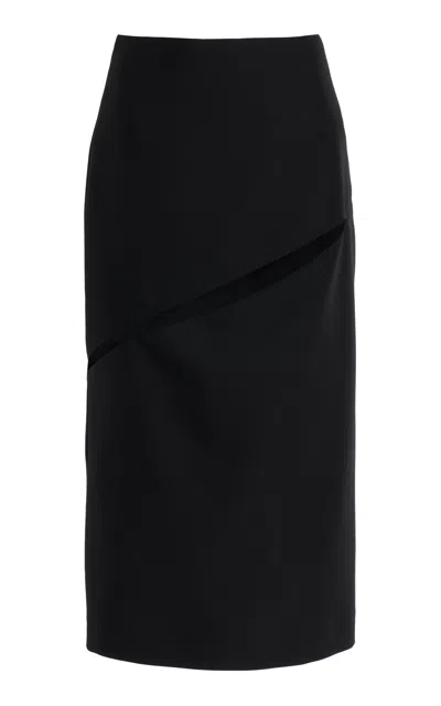 Jil Sander Open-seam Wool-mohair Midi Skirt In Black