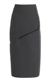 Jil Sander Open-seam Wool-silk Midi Skirt In Gray