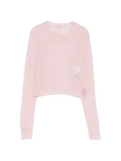 Jil Sander Open-knit Cropped Sweater In Pink