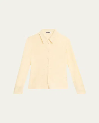 Jil Sander Openwork Cotton Knit Shirt In Neutral