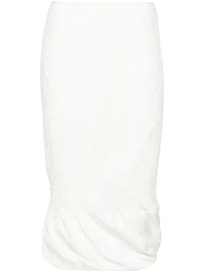 Jil Sander Openwork Midi Skirt In White