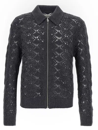 JIL SANDER OPENWORK WOOL CARDIGAN