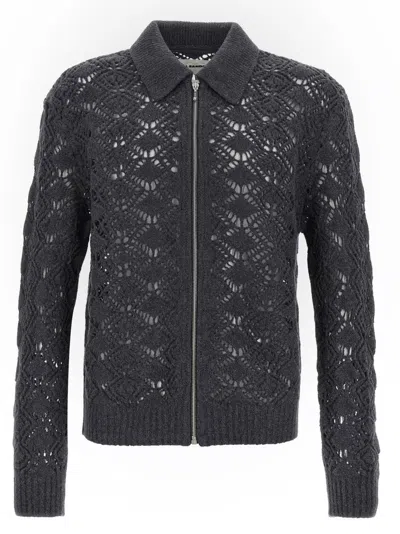 JIL SANDER OPENWORK WOOL CARDIGAN