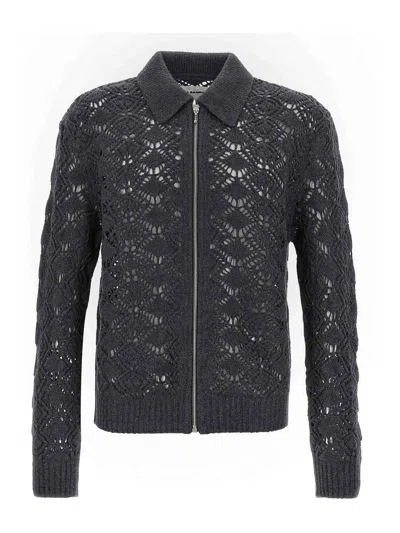 JIL SANDER OPENWORK WOOL CARDIGAN