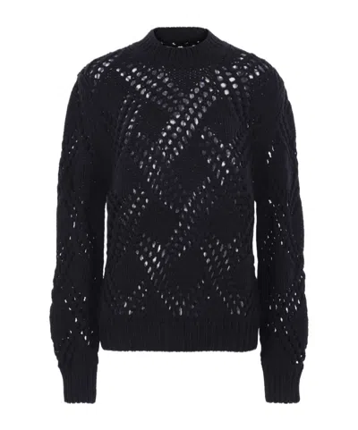 Jil Sander Openwork Wool Sweater In Black