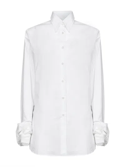 Jil Sander Optic White Cotton Shirt With Multi-layered Cuffs