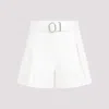 JIL SANDER OPTIC WHITE MID WAIST COTTON SHORTS