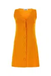 Jil Sander Sleeveless V-neck Ribbed Knit Dress In Orange