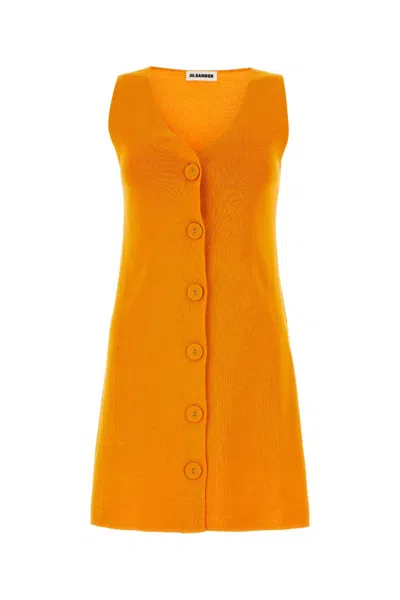 JIL SANDER ORANGE COTTON BLEND DRESS