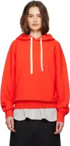 Jil Sander Orange Drawstring Hoodie In Orange