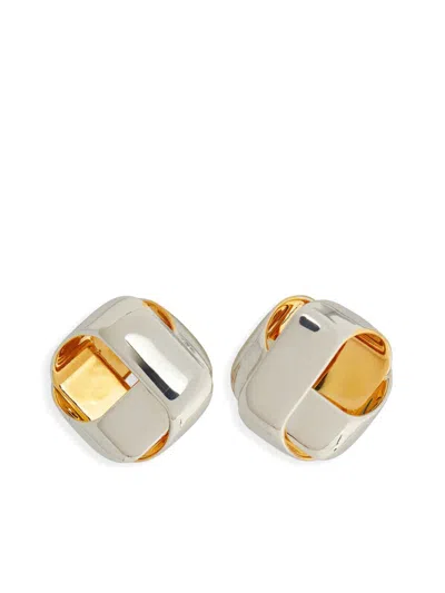Jil Sander Orange Gemstone Earrings In Silver