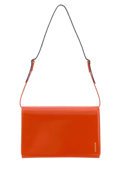 Jil Sander Orange Leather Small File Shoulder Bag Paprika Borse A Mano