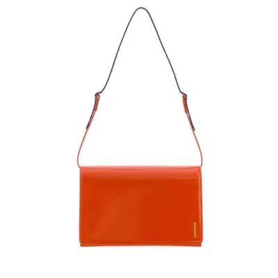 Jil Sander Orange Leather Small File Shoulder Bag Paprika Borse A Mano