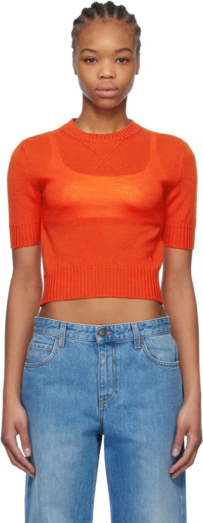 Jil Sander Orange Virgin Wool T-shirt In 626 Poppy