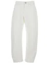 Jil Sander White Jeans With Logo Patch On The Rear And Fringed Hem In White