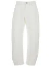 Jil Sander White Jeans With Logo Patch On The Rear And Fringed Hem In White