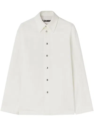 Jil Sander Organic Cotton Denim Shirt In White