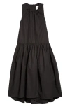 Jil Sander Organic Cotton Poplin High-low Midi Dress In Black