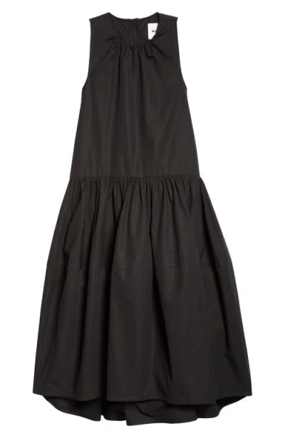 Jil Sander Organic Cotton Poplin High-low Midi Dress In Black