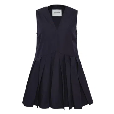 Jil Sander Organic Cotton Poplin Top In Blue