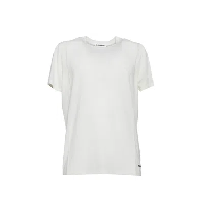 Jil Sander Organic Cotton Short-sleeve T-shirt With Classic Crew Neckline In White