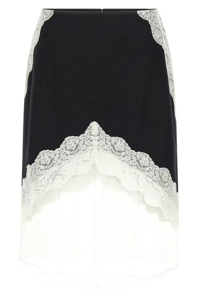 JIL SANDER ORGANZA LACE WOOL SKIRT