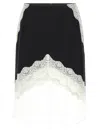 Jil Sander Asymmetric Lace Wool Skirt With Sheer Overlay In Black