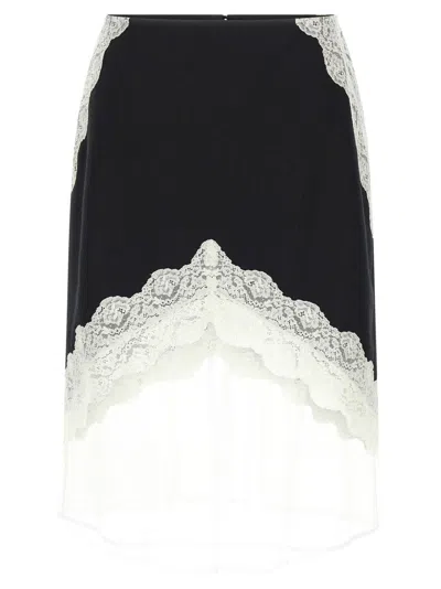 Jil Sander Organza Lace Wool Skirt In Black