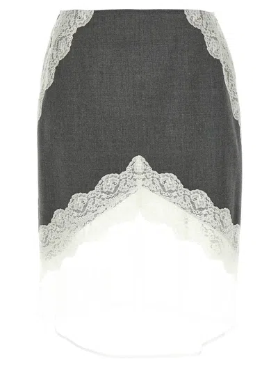 Jil Sander Organza Lace Wool Skirt Skirts Gray