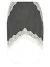Jil Sander Lace-inserted Midi Skirt In Wool In Gray