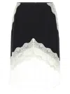 Jil Sander Asymmetric Lace Wool Skirt With Sheer Overlay In Multi
