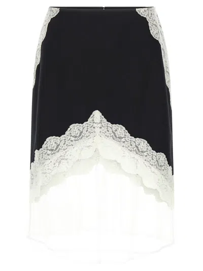 Jil Sander Organza Lace Wool Skirt In Black