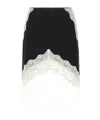 Jil Sander Asymmetric Lace Wool Skirt With Sheer Overlay In Multi