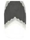 Jil Sander Asymmetric Lace Wool Skirt With Sheer Overlay In Gray