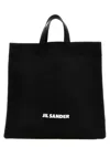 Jil Sander Black Canvas Shopping Bag In Black