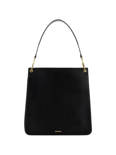 Jil Sander Logo-detailed Shoulder Bag In Black