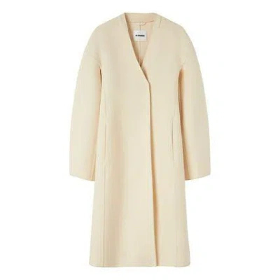 Jil Sander Long Wool Coat In Neutrals