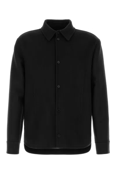 Jil Sander Wool Shirt Coat Collared Long Sleeves In Black