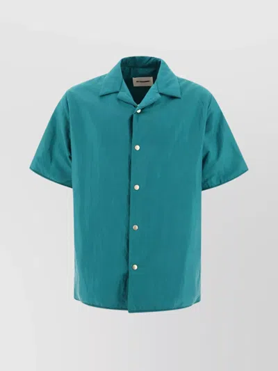Jil Sander Overshirt Sheer Lightweight Short Sleeves In Blue