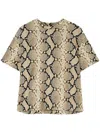 Jil Sander Relaxed Fit T-shirt With Snake Skin Motif In Beige