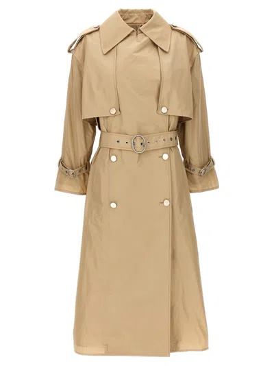 Jil Sander Oversize Double Breasted Trench Coat In Beige
