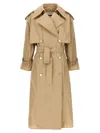 Jil Sander Textured Belted Trench Coat In Beige