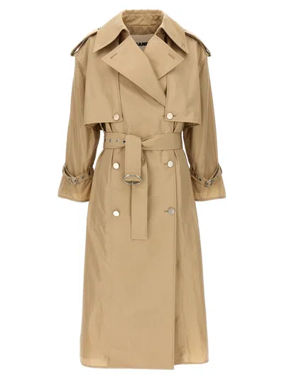 JIL SANDER OVERSIZE DOUBLE-BREASTED TRENCH COAT COATS, TRENCH COATS BEIGE
