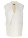 Jil Sander Flap Pockets Oversized Tailored Vest In White