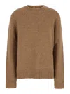 Jil Sander Oversized Beige Sweater With Ribbed Trim In Beige