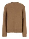 Jil Sander Oversized Beige Sweater With Ribbed Trim In Beige