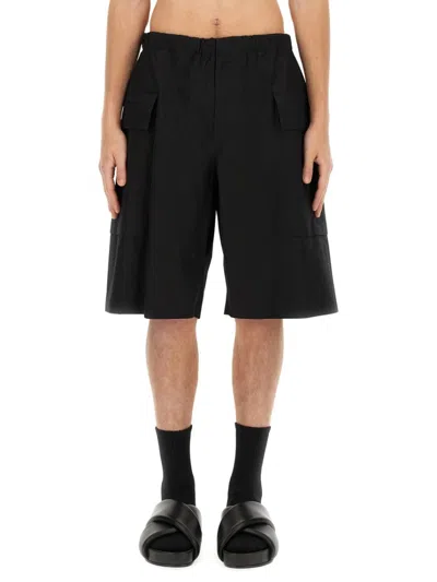 Jil Sander Oversized Black Shorts In Soft Organic Cotton