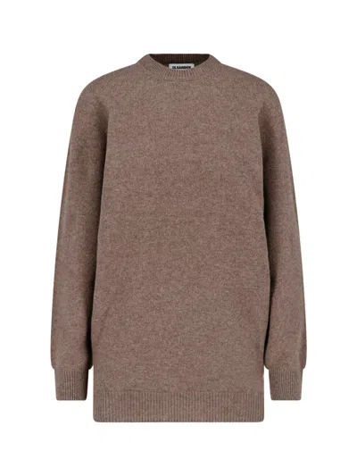 Jil Sander Oversized Cashmere-wool Crewneck Sweater In Brown