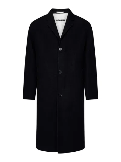 Jil Sander Semi-lined Double-breasted Virgin Wool Coat In Black